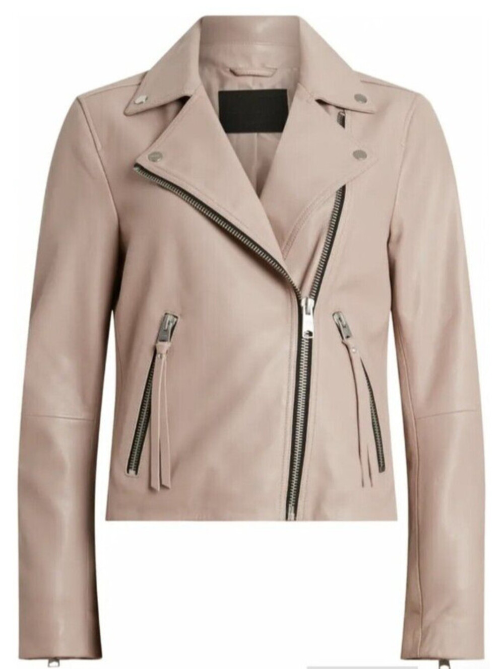 AllSaints Dalby Leather Biker Jacket in pale Orchid Pink - Size US 0 #SJ2612